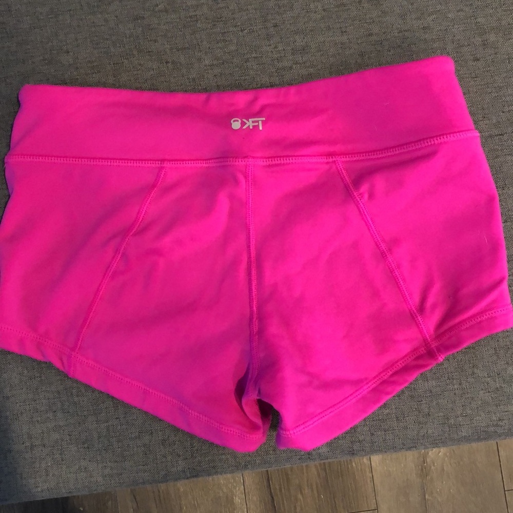 Small kft workout shorts. Super cute, they are short. :)